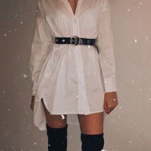 Drawstring Button-Down Dress
